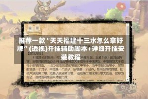 推荐一款“天天福建十三水怎么拿好牌”(透视)开挂辅助脚本+详细开挂安装教程