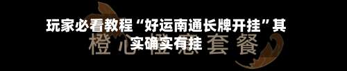 玩家必看教程“好运南通长牌开挂	”其实确实有挂-第1张图片