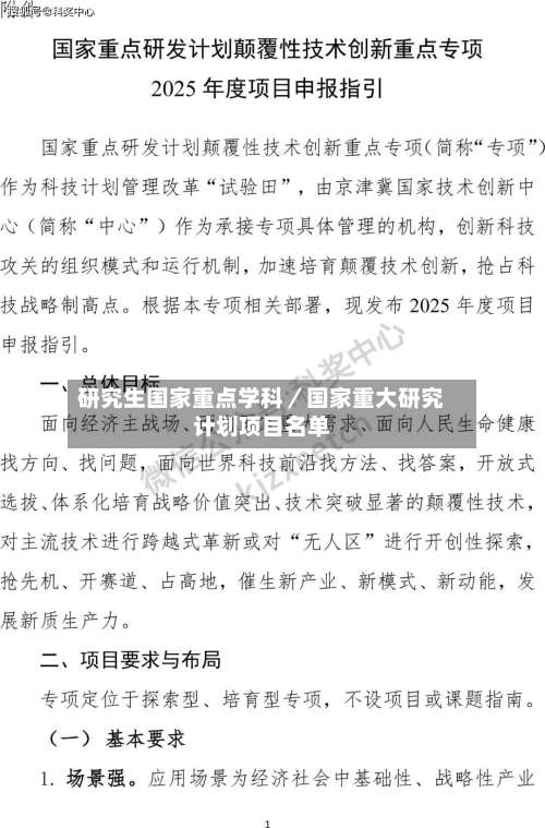 研究生国家重点学科/国家重大研究计划项目名单-第1张图片