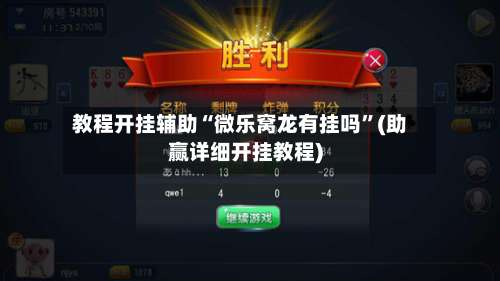 教程开挂辅助“微乐窝龙有挂吗”(助赢详细开挂教程)-第2张图片