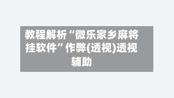 教程解析“微乐家乡麻将挂软件	”作弊(透视)透视辅助-第1张图片