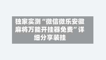 独家实测“微信微乐安徽麻将万能开挂器免费”详细分享装挂-第3张图片