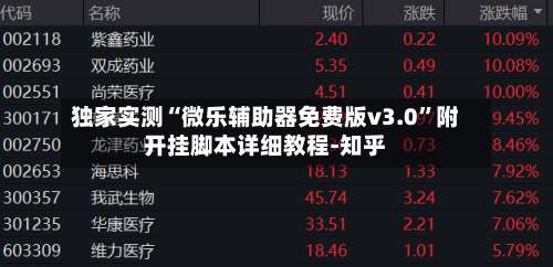 独家实测“微乐辅助器免费版v3.0”附开挂脚本详细教程-知乎-第1张图片
