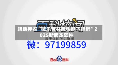 辅助神器“微乐吉林麻将能下挂吗”2025新版本软件-第1张图片