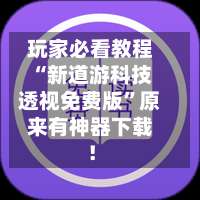 玩家必看教程“新道游科技透视免费版	”原来有神器下载！-第2张图片