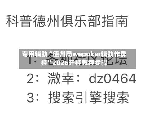 专用辅助“德州局wepoker辅助作弊挂	”2026开挂教程步骤-第1张图片