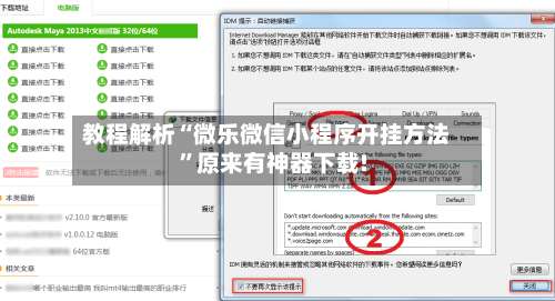 教程解析“微乐微信小程序开挂方法	”原来有神器下载!-第1张图片