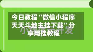 今日教程“微信小程序天天斗地主挂下载”分享用挂教程-第3张图片