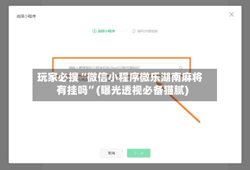 玩家必搜“微信小程序微乐湖南麻将有挂吗	”(曝光透视必备猫腻)-第2张图片