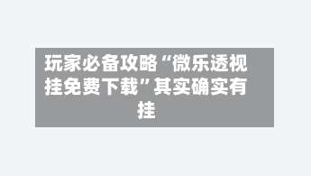 玩家必备攻略“微乐透视挂免费下载”其实确实有挂-第1张图片