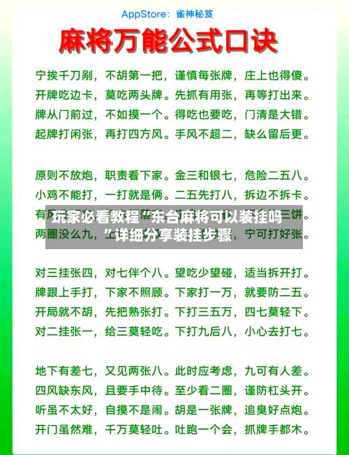 玩家必看教程“东台麻将可以装挂吗”详细分享装挂步骤-第2张图片