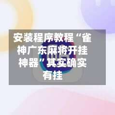 安装程序教程“雀神广东麻将开挂神器”其实确实有挂-第3张图片