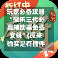 玩家必备攻略“微乐三代必赢辅助器免费安装”(原来确实是有插件)-第1张图片