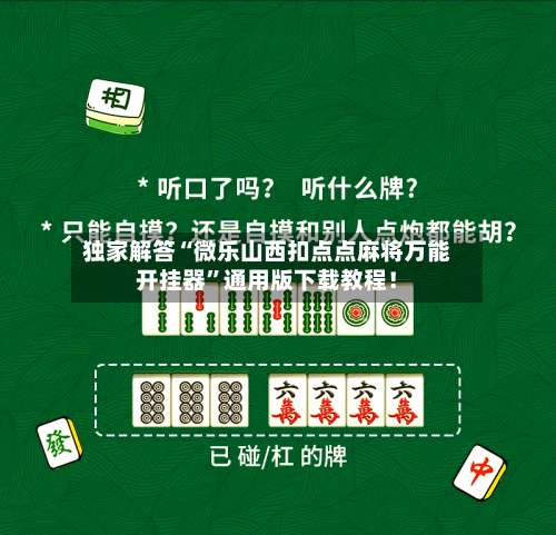 独家解答“微乐山西扣点点麻将万能开挂器”通用版下载教程！-第1张图片