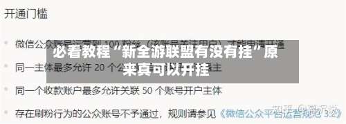 必看教程“新全游联盟有没有挂	”原来真可以开挂-第2张图片
