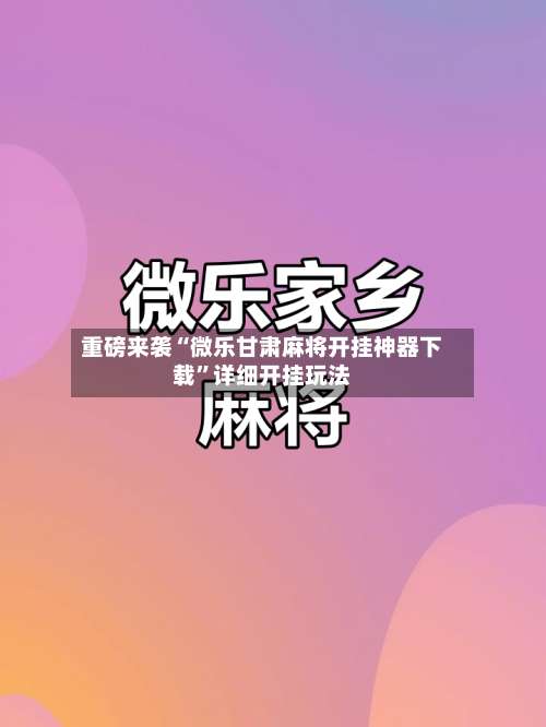 重磅来袭“微乐甘肃麻将开挂神器下载	”详细开挂玩法-第2张图片