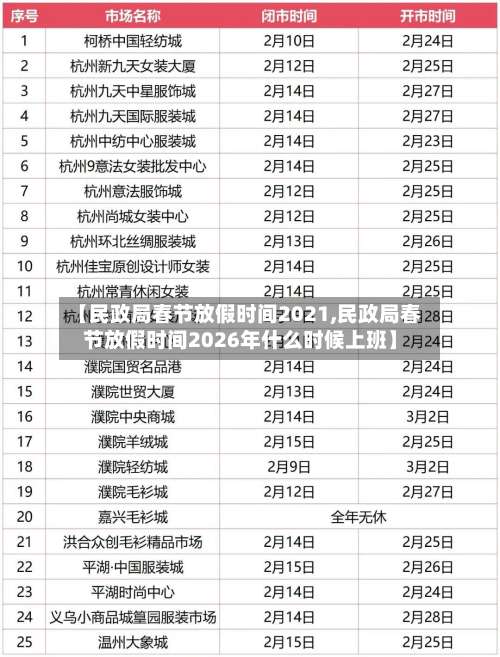 【民政局春节放假时间2021,民政局春节放假时间2026年什么时候上班】-第1张图片