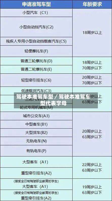 驾驶本准驾车型／驾驶本准驾车型代表字母-第1张图片
