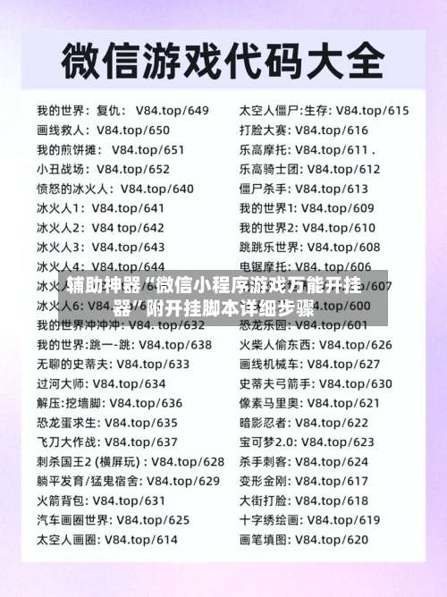 辅助神器“微信小程序游戏万能开挂器	”附开挂脚本详细步骤-第2张图片