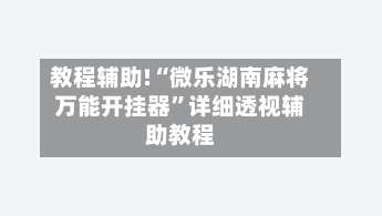 教程辅助!“微乐湖南麻将万能开挂器	”详细透视辅助教程-第1张图片