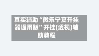 真实辅助“微乐宁夏开挂器通用版”开挂(透视)辅助教程-第2张图片