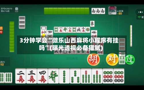 3分钟学会“微乐山西麻将小程序有挂吗”(曝光透视必备猫腻)-第2张图片