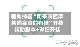 辅助神器“闲来陕西麻将确实真的有挂	”开挂辅助脚本+详细开挂-第1张图片