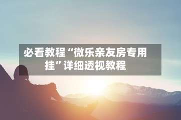 必看教程“微乐亲友房专用挂”详细透视教程-第3张图片