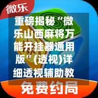重磅揭秘“微乐山西麻将万能开挂器通用版”(透视)详细透视辅助教程-第1张图片