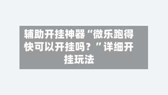 辅助开挂神器“微乐跑得快可以开挂吗？”详细开挂玩法-第1张图片