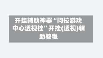 开挂辅助神器“阿拉游戏中心透视挂	”开挂(透视)辅助教程-第1张图片