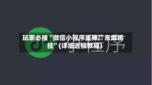 玩家必搜“微信小程序雀神广东麻将挂”(详细透视教程)-第2张图片