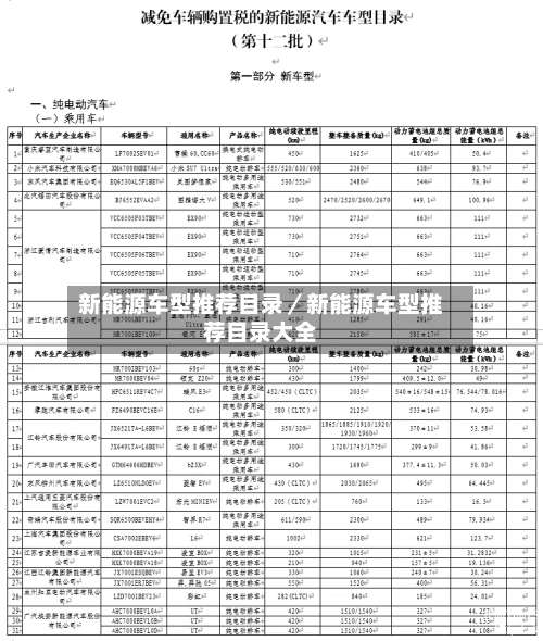 新能源车型推荐目录／新能源车型推荐目录大全-第1张图片
