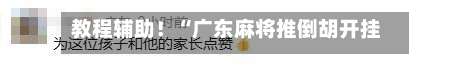 教程辅助！“广东麻将推倒胡开挂神器下载软件”开挂详细教程-第3张图片