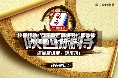 秒懂经验“微乐陕西麻将开挂版本软件(透视)”详细开挂玩法-第1张图片