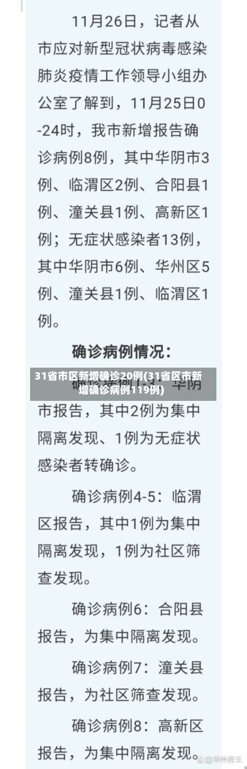 31省市区新增确诊20例(31省区市新增确诊病例119例)-第3张图片