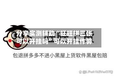 分享实测辅助“旺旺拼三张可以开挂吗”可以开挂作弊-第2张图片