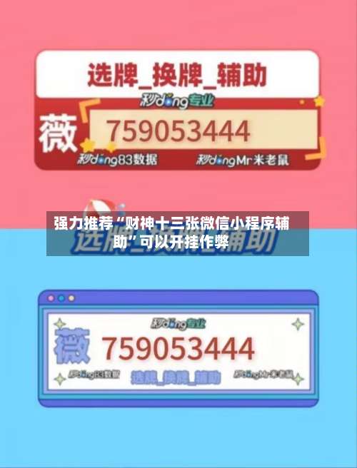 强力推荐“财神十三张微信小程序辅助”可以开挂作弊-第1张图片