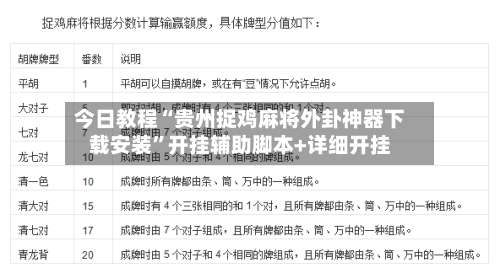 今日教程“贵州捉鸡麻将外卦神器下载安装	”开挂辅助脚本+详细开挂-第1张图片