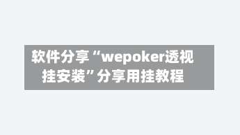 软件分享“wepoker透视挂安装”分享用挂教程-第2张图片