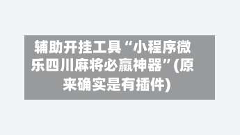 辅助开挂工具“小程序微乐四川麻将必赢神器	”(原来确实是有插件)-第2张图片
