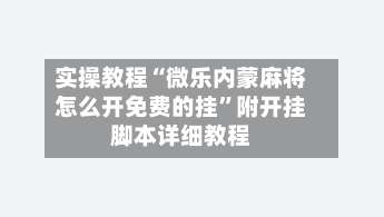 实操教程“微乐内蒙麻将怎么开免费的挂	”附开挂脚本详细教程-第3张图片