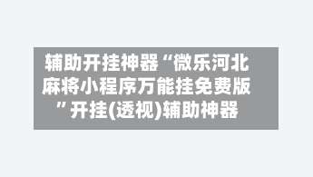 辅助开挂神器“微乐河北麻将小程序万能挂免费版”开挂(透视)辅助神器-第3张图片