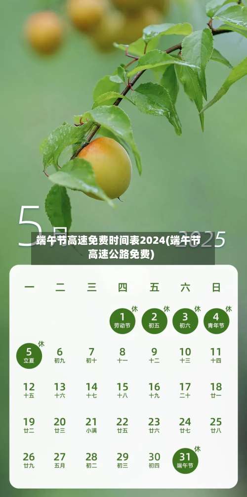 端午节高速免费时间表2024(端午节高速公路免费)-第2张图片