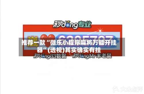 推荐一款“微乐小程序麻将万能开挂器”(透视)其实确实有挂-第1张图片