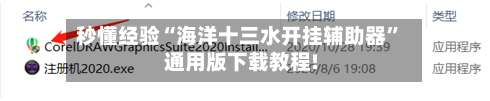 秒懂经验“海洋十三水开挂辅助器”通用版下载教程!-第1张图片