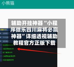 辅助开挂神器“小程序微乐四川麻将必赢神器	”详细透视辅助教程官方正版下载-第2张图片