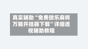真实辅助“免费微乐麻将万能开挂器下载	”详细透视辅助教程-第2张图片