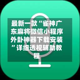最新一款“雀神广东麻将微信小程序外卦神器下载安装	”详细透视辅助教程-第2张图片