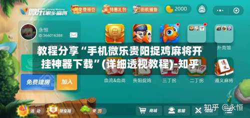教程分享“手机微乐贵阳捉鸡麻将开挂神器下载”(详细透视教程)-知乎-第1张图片